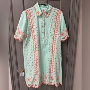 Saloni Dree B Short Dress in Bleach Aqua, US Size 4, UK size 8